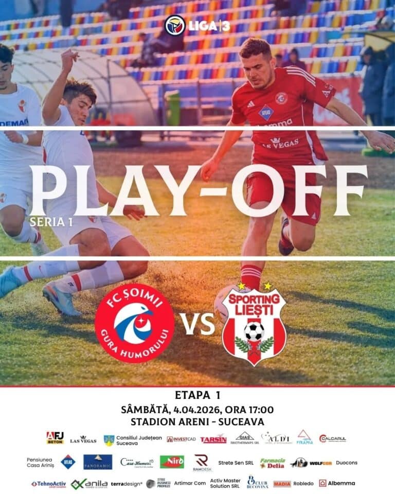 Avancronică | Liga a III-a, play-off: FC Șoimii Gura Humorului – Sporting Liești