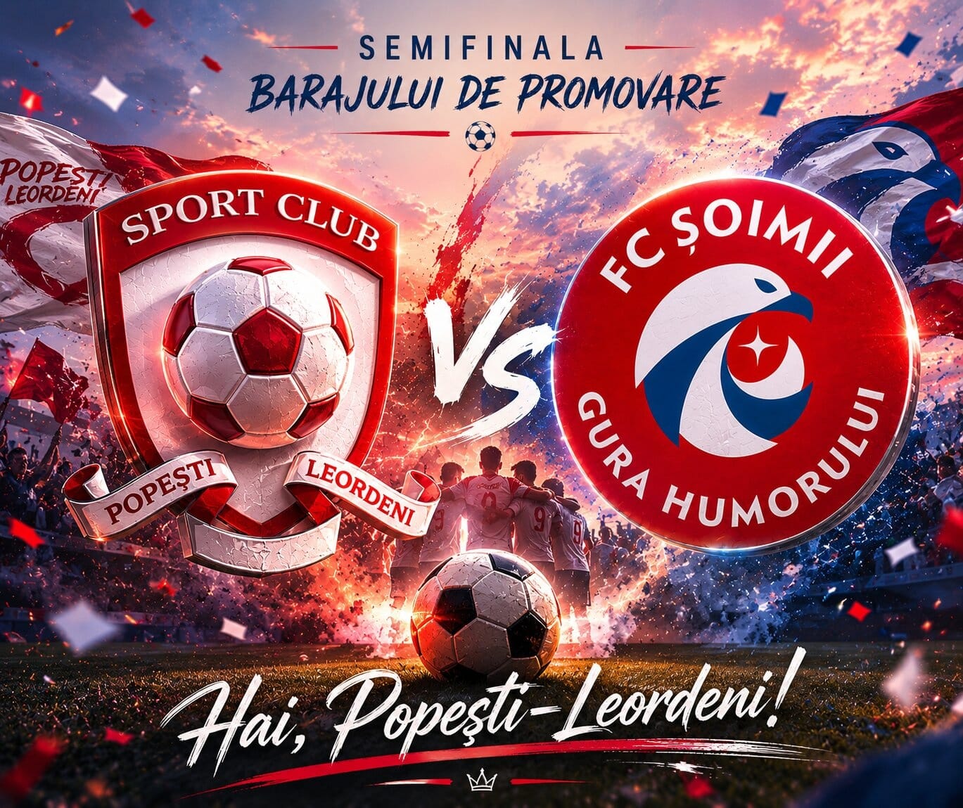 Semifinală de foc la Popești-Leordeni: duel cu Șoimii Gura Humorului pentru finala barajului de promovare