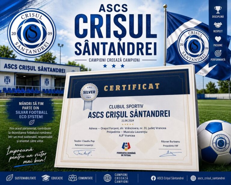 ASCS Crișul Sântandrei a obținut Certificarea SILVER din partea FRF