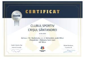 ASCS Crișul Sântandrei a obținut Certificarea SILVER din partea FRF