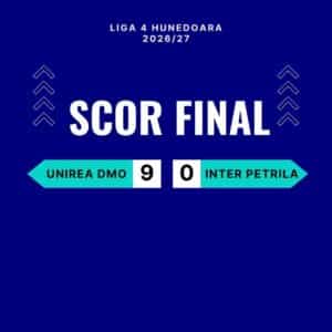 Unirea DMO, victorie categorică în etapa a II-a: 9-0 cu Inter Petrila