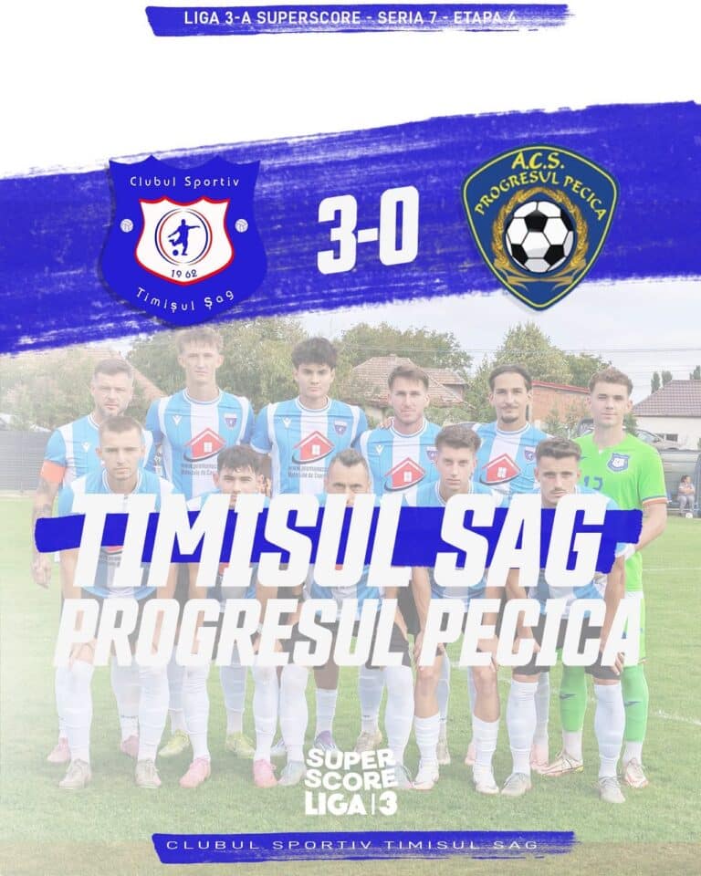 Timișul Șag – Progresul Pecica 3-0. Ivanovici, „dublă” în victoria gazdelor