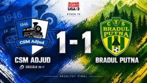 CSM Adjud și Bradul Putna au remizat, scor 1-1, după două goluri marcate pe final