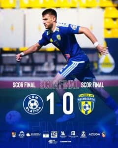 Unirea Slobozia a pierdut cu 0-1 în deplasare cu CSM Slatina. Rareș Lazăr: „Meritam cel puțin un punct”