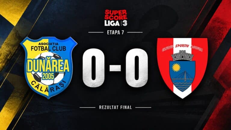 Dunărea Călărași, remiză 0-0 cu CS Agigea în etapa a VII-a